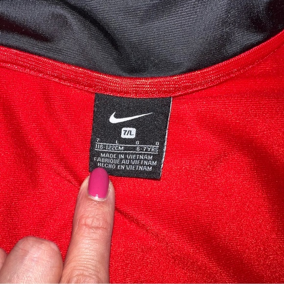 Nike Red and Black Athletic Jacket with Full Zip - Picture 5 of 7